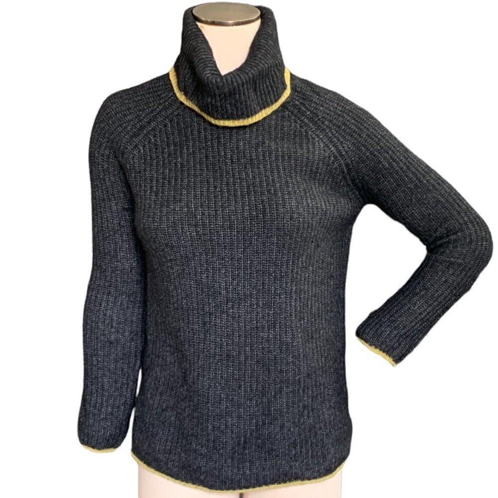 Bartolini Wool-Cashmere Blend Chunky Ribbed Knit‎ Turtleneck Sweater M Gray 63F